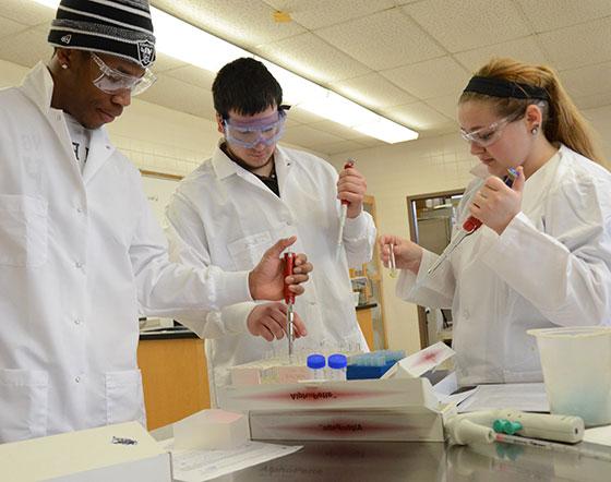 students in a biology lab